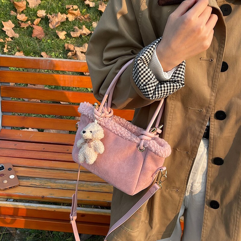 Suede handbag women in autumn and winter 2025, new plush crossbody for leisure, popular bucket bag this year #swissmilitary