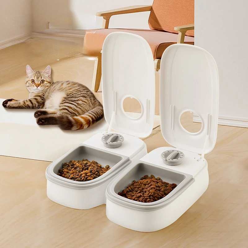 Dog Feeders Pet automatic timed feeder 350ML large capacity dry and wet food container electric dog double bowl cat dog KOOBDIN H250218