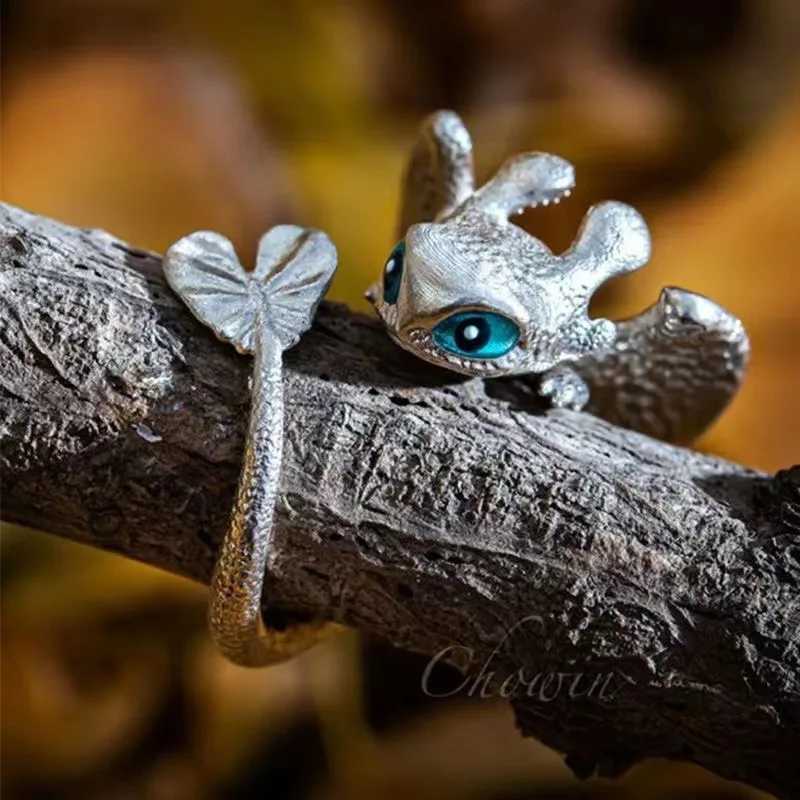 2024 New Gothic Punk Dragon Ring Men Retro Animal Adjustable Finger Rings for Women Personality Magical Cool Jewelry GiftsXJ250219
