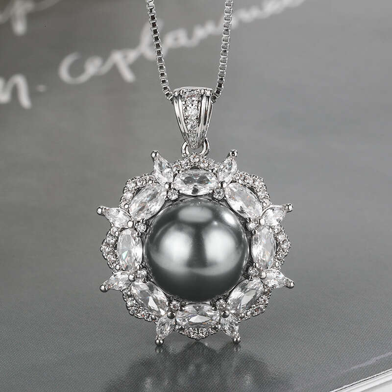New jewelry set live broadcast, gray pearl open ring necklace bracelet, fashionable style, high-end feel for women