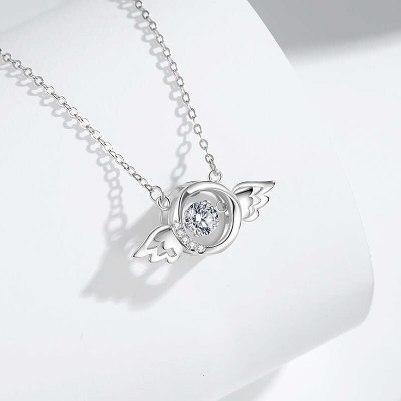 Angel Wings Pure Sier Dynamic Necklace Women's Light High Grade Love Collar Chain Instagram Wing Pendant