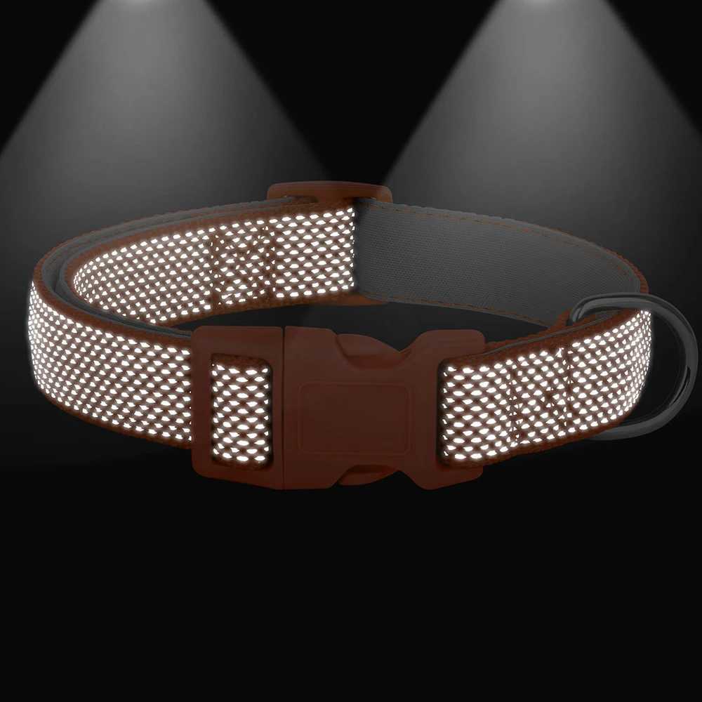 Reflective Nylon Dog Collar Adjustable Pet Dog Collars Necklace Durable Puppy Pug Bulldog Collars for Small Medium Large Dogs W250219