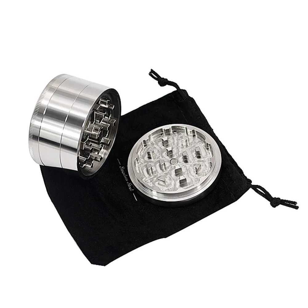 High Quality Pure Color Stainless Steel Herb Grinder 64MM Diamond Teeth Heavy Sturdy Metal Herbal Herb Tobacco Grinder With Pollen Catcher T250218