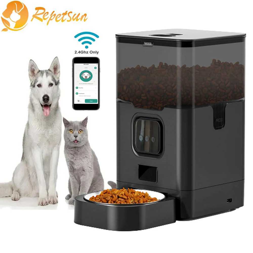 Dog Feeders Tuya automatic pet feeder large capacity application intelligent cat feeder dog slow food dispenser with WIFI voice timing pet feeding sup