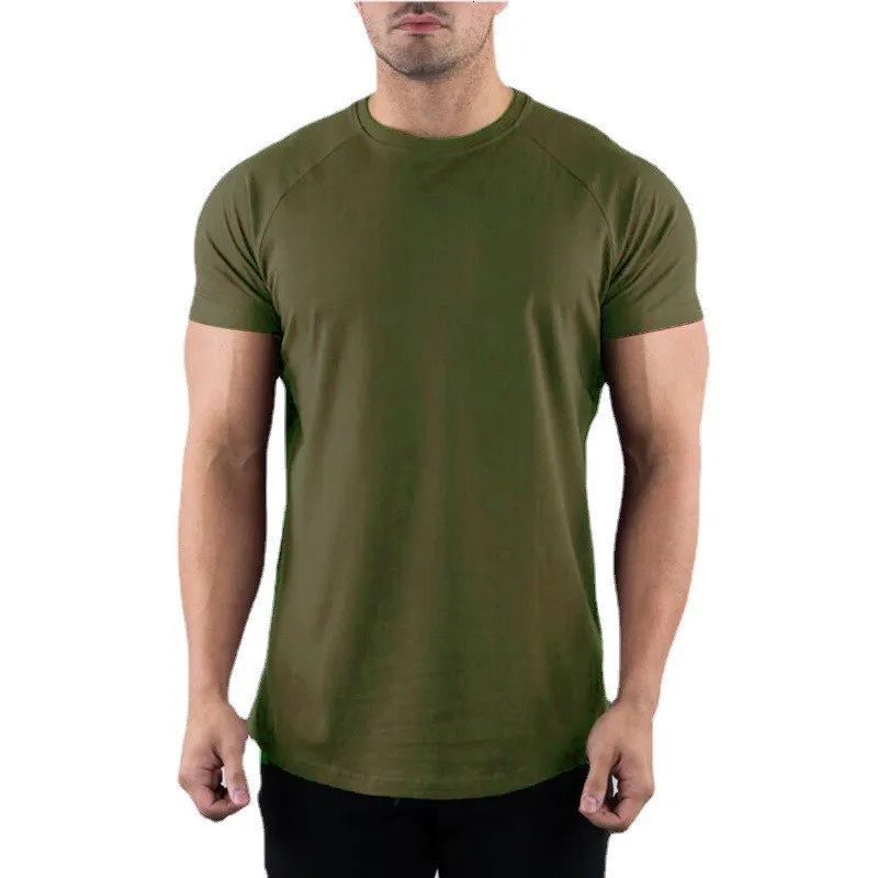 Plain Gym T-shirt Men Summer Fitness Clothing O-Neck Short Sleeve T shirt Cotton Slim Fit Tshirt Bodybuilding Workout Tees Tops 250217