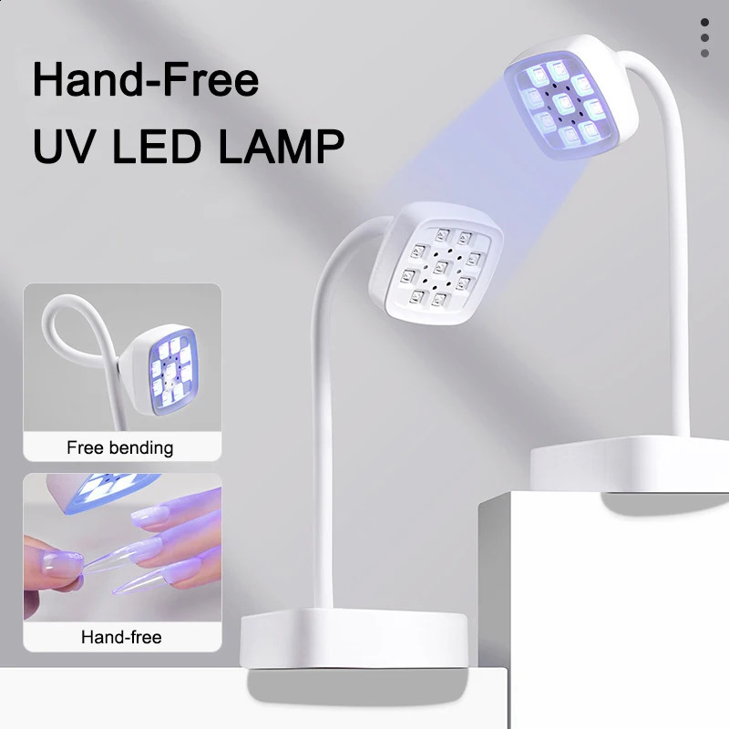 Rechargeable UV LED Nail Lamp for Gel Nails Polish 360° Bendable Professional Manicure Mini Light with Auto Sensor Fast Drying 250214