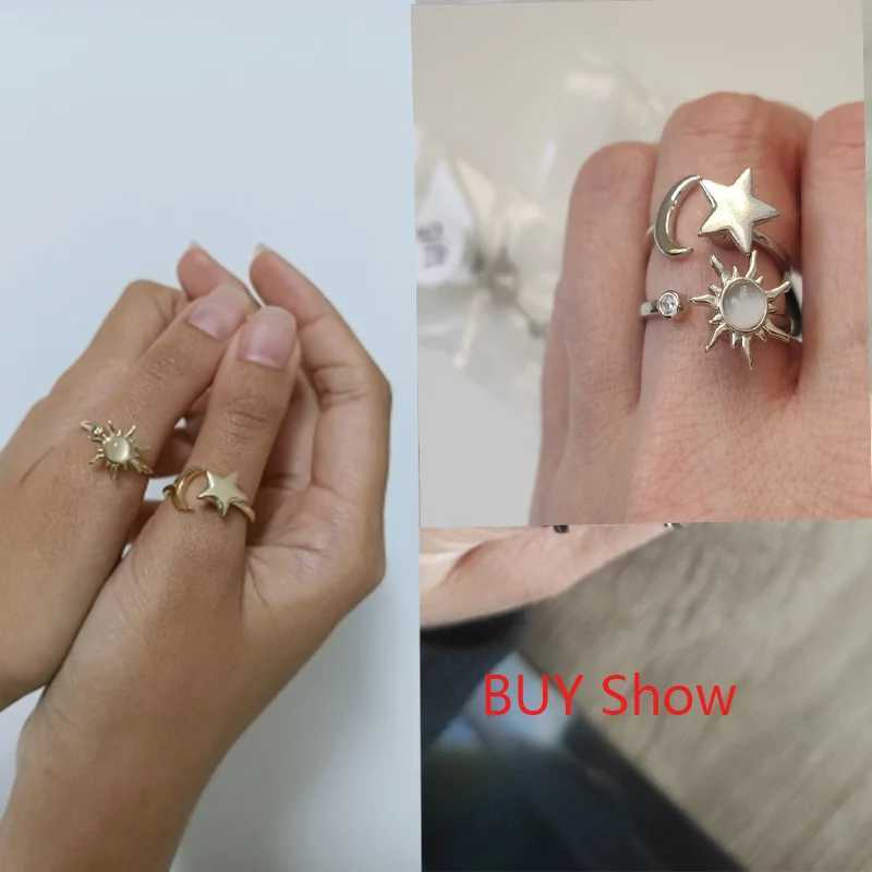 Anti Stress Anxiety Fidget Rings for Women Stainless Steel Sunflower Sun Star Spinner Ring Christmas Jewelry Gifts DropshippingXJ250219