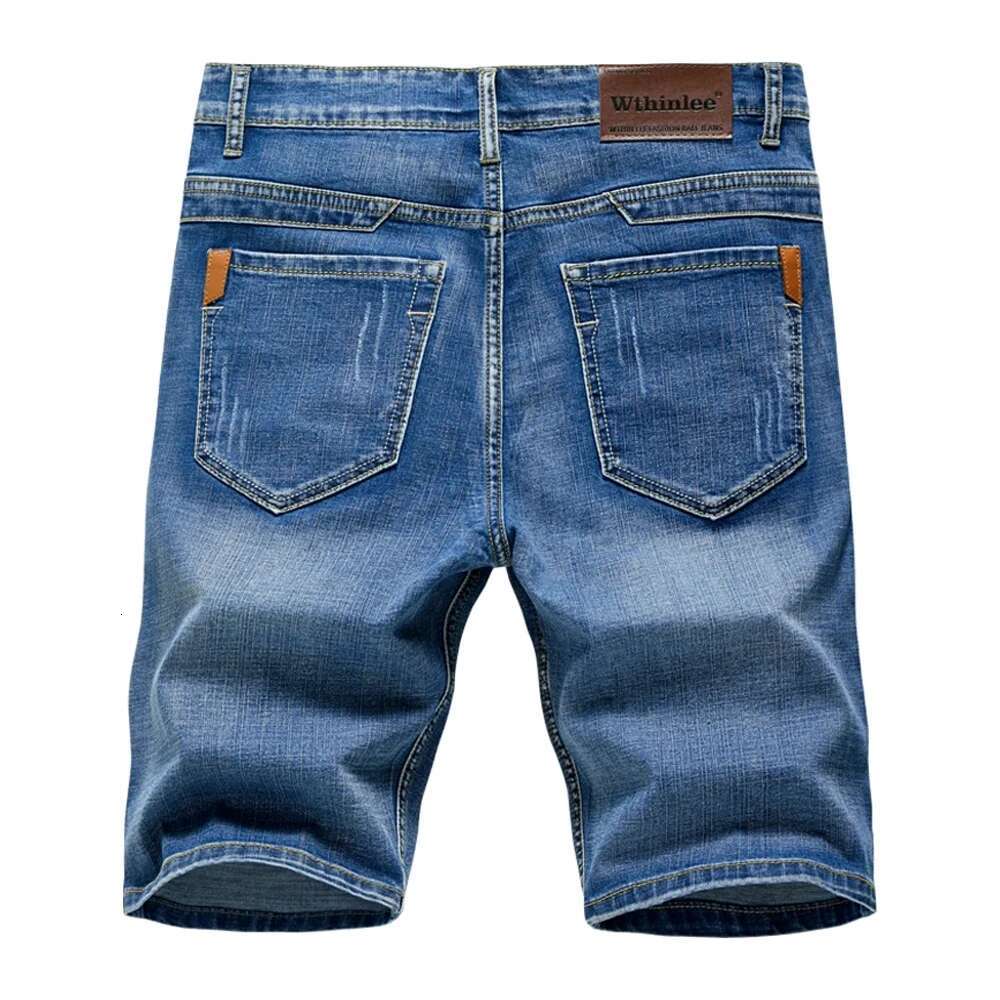 Summer American Classic Shorts Jeans Men's Designer Denim Pants Straight Stretch Casual Cool Thin Knee Blue Personalized Fashion Daily Pants