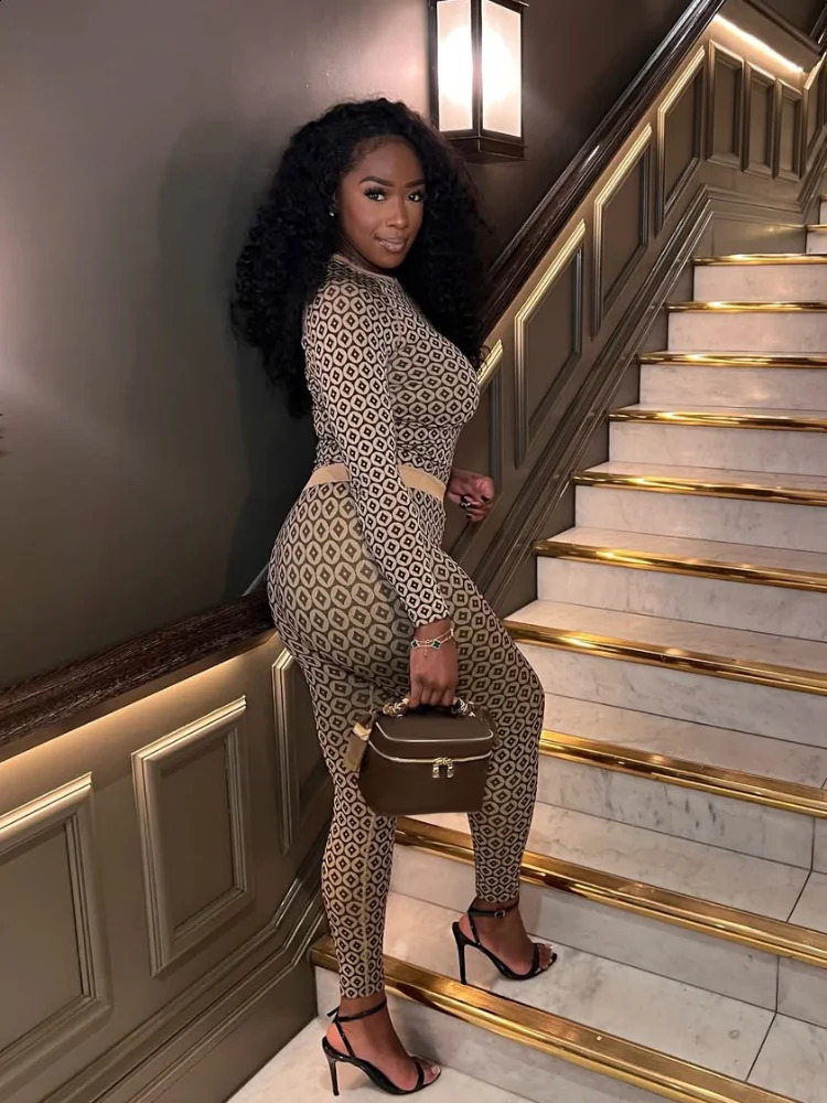 Womens Contrast Colors Skiing Pants 2 Pieces Set Fashion Bodycon O-neck Long Sleeve Tops Pullover Suit High Streetwear 250218