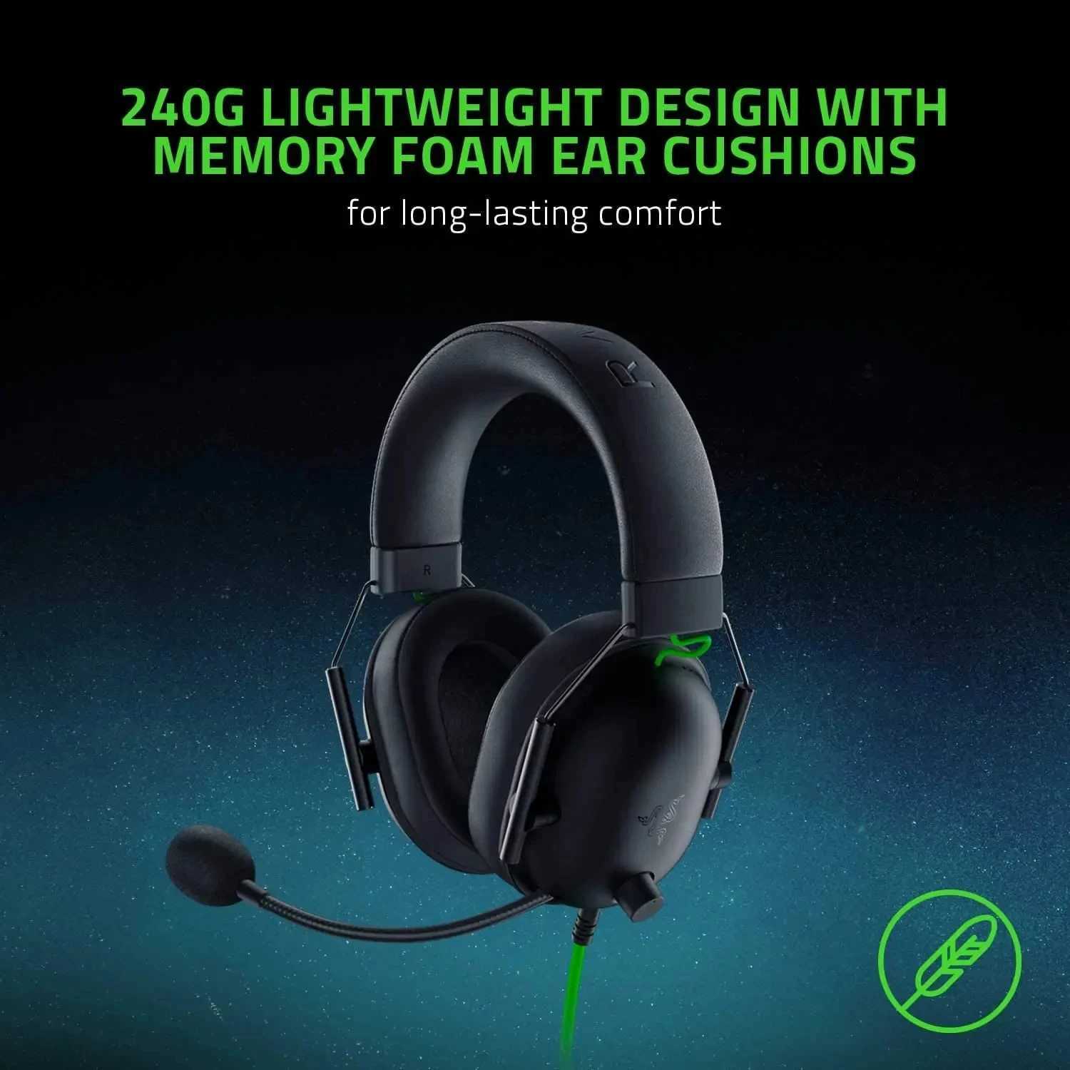 Razer BlackShark V2 X Wired orts set Advanced Passive Noise Cancellation 7.1 Surround Sound Hyperclear Carid Mic Y250218