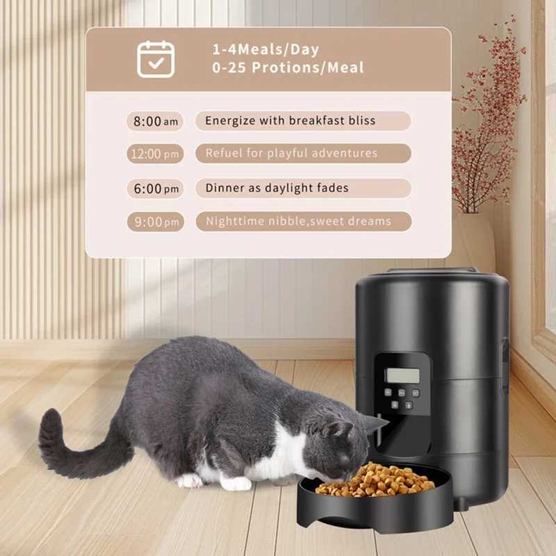 Dog Feeders 2L Automatic Pet Cat Feeder Smart Slow Dog Feeder Push Button Large Capacity Timer Cat Food Auto Dispenser Dry Food Bowl H250218