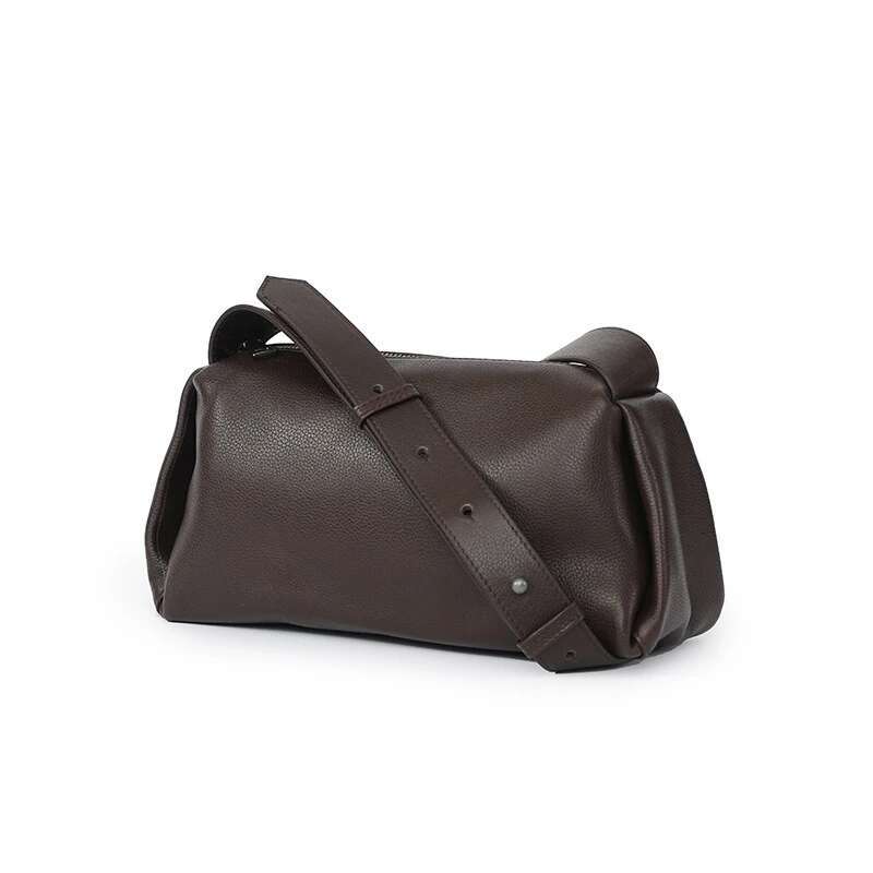 New Simple Shoulder Handbag Women's Genuine Leather Crossbody Real Cowhide Ladies Versatile Casual Small Pillow Bag