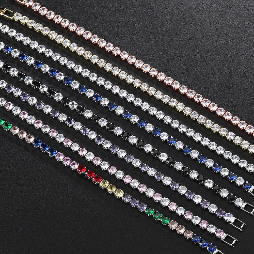Zircon Single Row 4mm Round Full Dia Chain Hip Hop Jewelry Tennis Bracelet