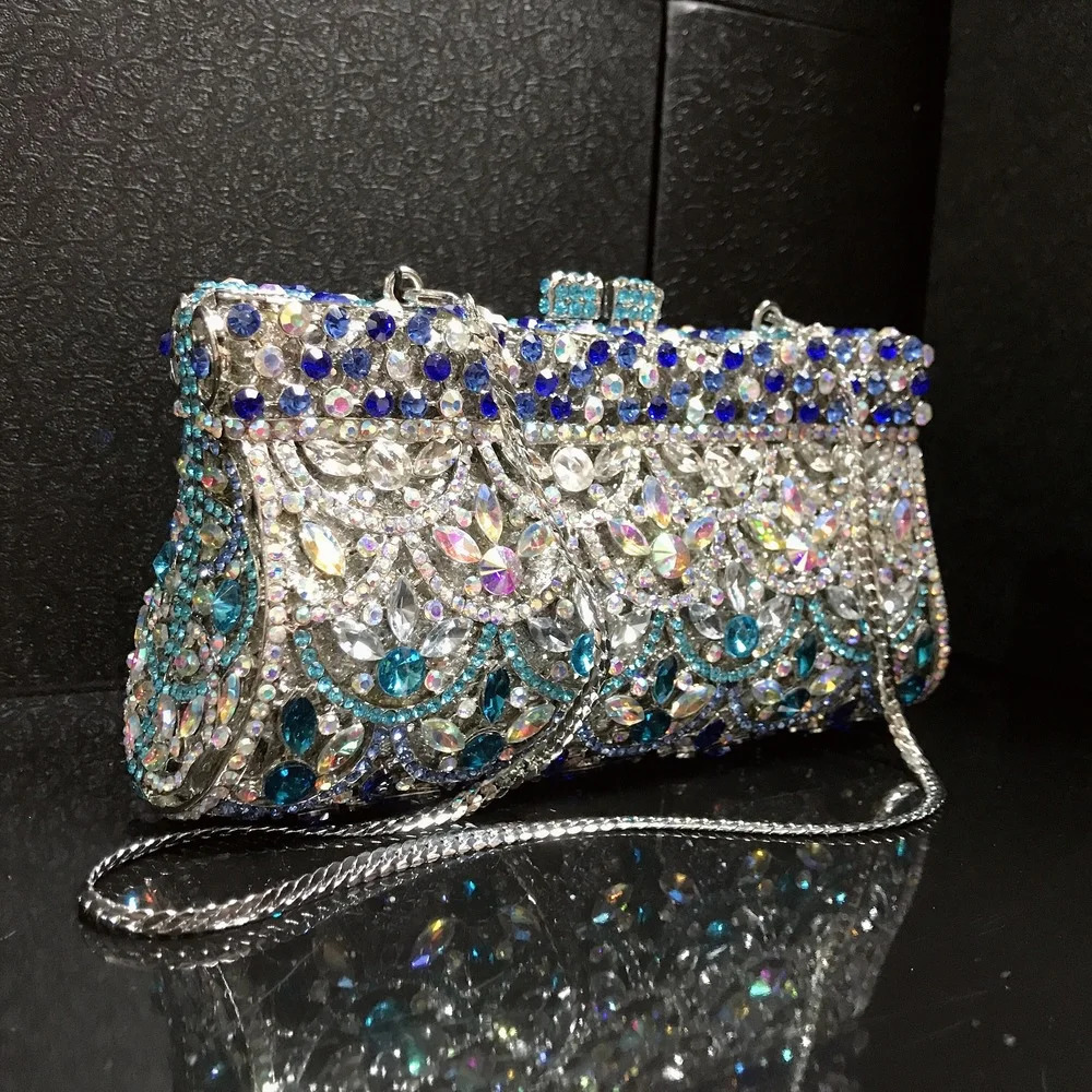 Diamond y n banquet womens full rhinestone fashion shinny crystal evening clutch Bag 250218