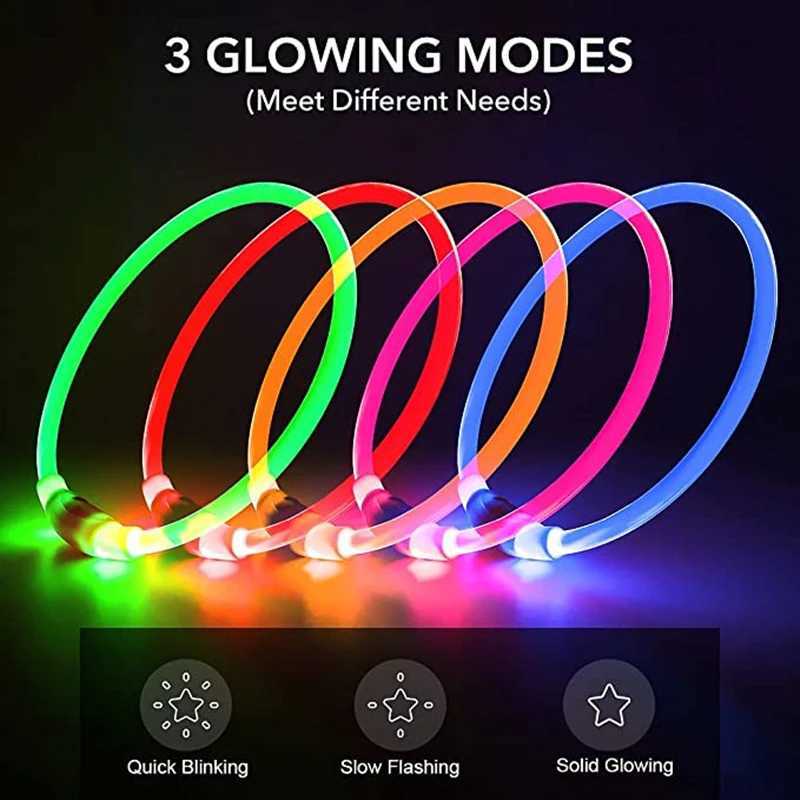 3 Modes Dog Luminous Charge Collar Led Usb Cat Dogs Collars Detachable Night Led Glow Dog Loss Prevention Collar Pet Accessories W250219