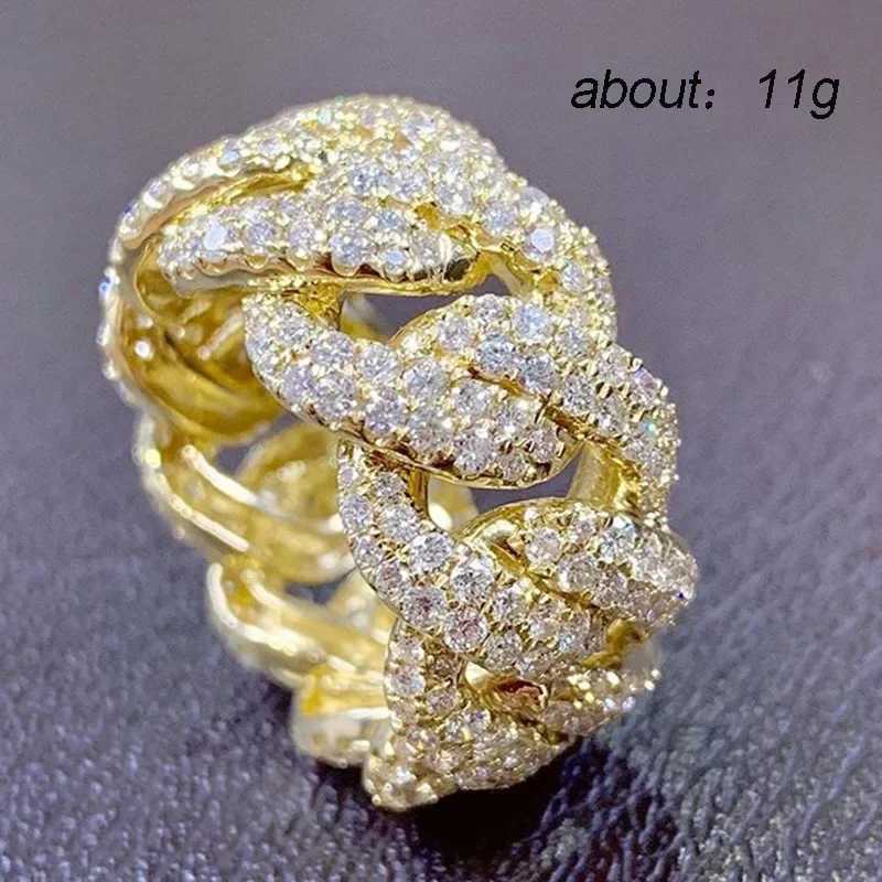 Europe and The United States Full Circle of Diamonds Hip-hop Winding Chain Ring Mens Personalized High-quality AccessoriesXJ250219