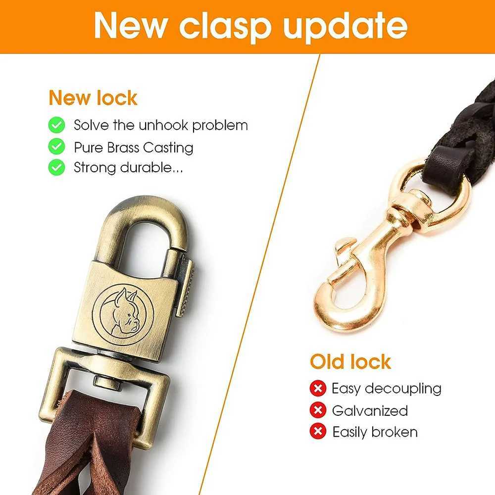 Genuine Leather Dog Leash 3/4/5 ft x 1 inch Soft and Strong Leather Leash for Large and Medium Dog Heavy Duty Dog Training LeashXJ250218