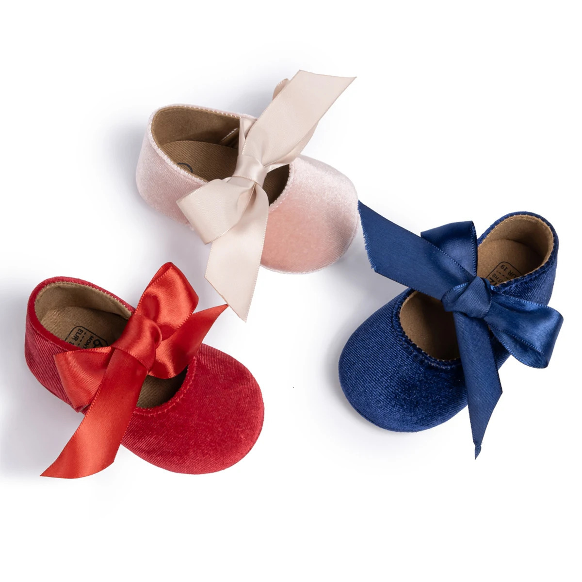 KIDSUN born Baby Girls Shoes Bowknot Lace Flat Wedding Princess Dress Shoes Non-Slip Soft Rubber Sole First Walker Crib Shoes 250219