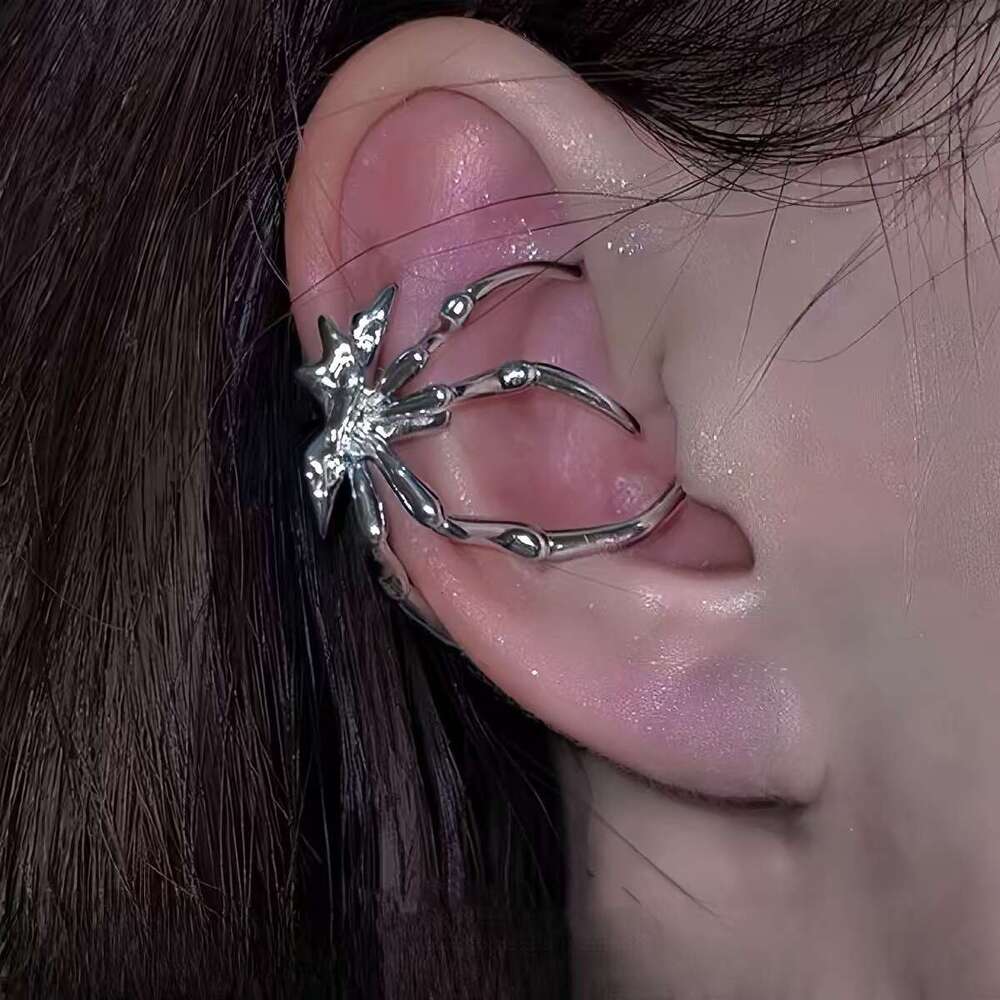 Spider bone clip without hole y2k spicy girl subculture niche punk hip-hop male and female earrings ear accessories