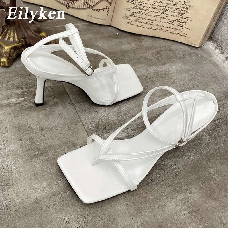 Square Head Ankle Strap Sandals Women Fashion High Heel Gladiator Narrow Band Party Dress Pump Shoes atos De Mujer