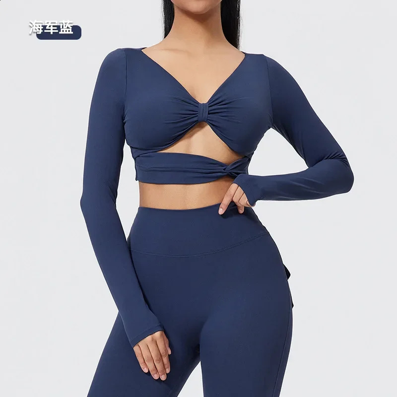 Wrinkle sports bra long sleeved beauty back detachable yoga long sleeved tight outdoor sports running fitness suit 250219