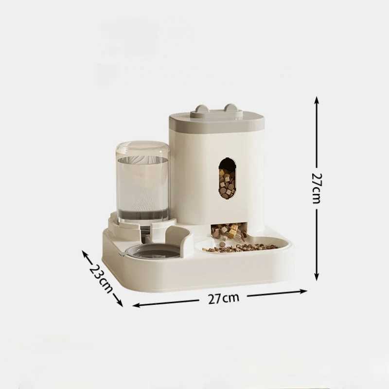 Dog Feeders Automatic Feeder Cat Dog Food Bowl With Water Fountain Pet Large Capacity Raised Stand Dish Bowl For Cat Drinker Accessories H250218