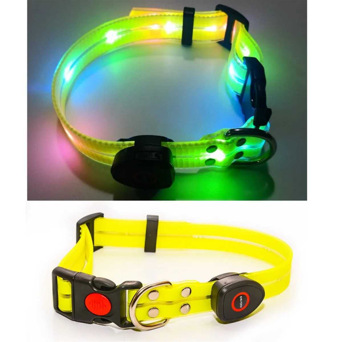 New Adjustable Led Glowing Pet Dog Collar PVC Waterproof Anti Dirty Easy To Clean for Big Small Dogs Puppy Cat Luminous Collar W250219