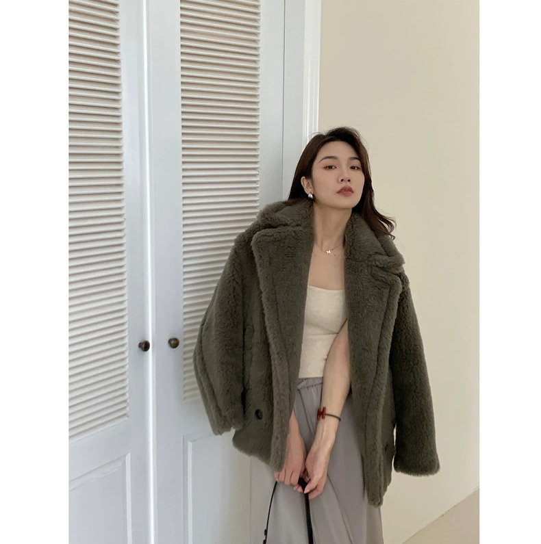 Coat Winter Fur Real Wool Alpaca Teddy Bear Coat Women Thick Fur Jacket Short Outerwear Lady Streetwear S3595 2