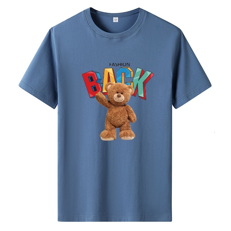 Short Men's Designer T-shirt American Fashion Street Trend T-shirt, Summer New Cotton Half Sleeved Letter Teddy Bear Personalized Print Oversized
