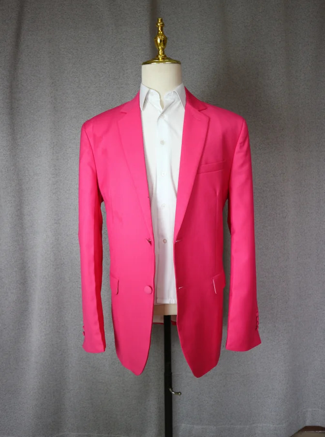 Street Wear Fuchsia Men Suits 2 Pieces Groom Party Wedding Peaked Lapel Skirt Men Tuxedos Costume Men Male Blazer Sets 250213