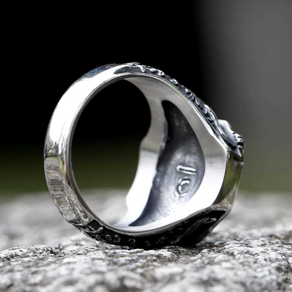 2023 New Amulet 316L Stainless Steel Norse Mythology Flying Eagle Ring For Man Women Viking Pattern Jewelry Party GiftXJ250219