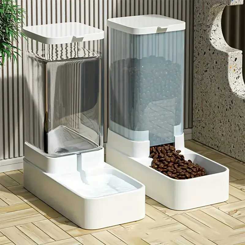 Dog Feeders 1pc/2pcs Automatic Dog Feeder/Water Dispenser Plastic Gravity Dog Food And Water Dispenser Set H250218