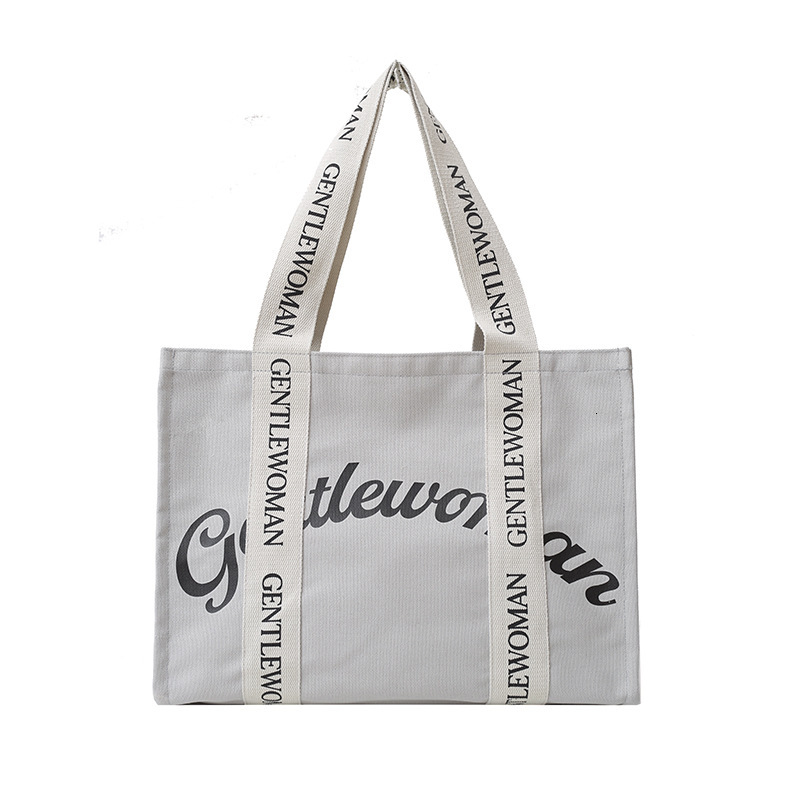 Thai niche Gentle Woman canvas women's 2025 letter printed tote bag, large capacity shoulder bag #swissmilitary