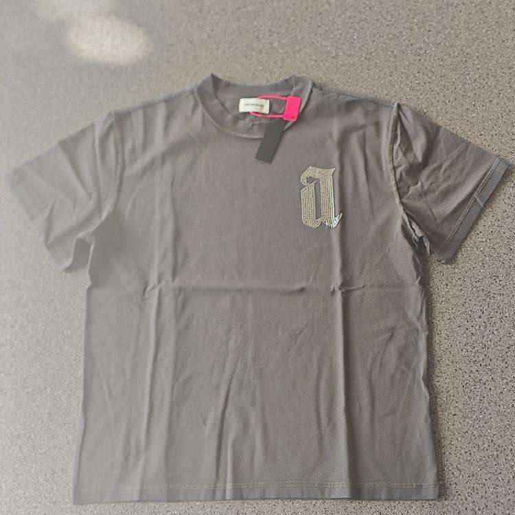 ADF Hot Diamond Willow Ding Direct Spray American High Street Vintage Washed Flow Make Old VTG Short Sleeve T-shirt for Men and Women