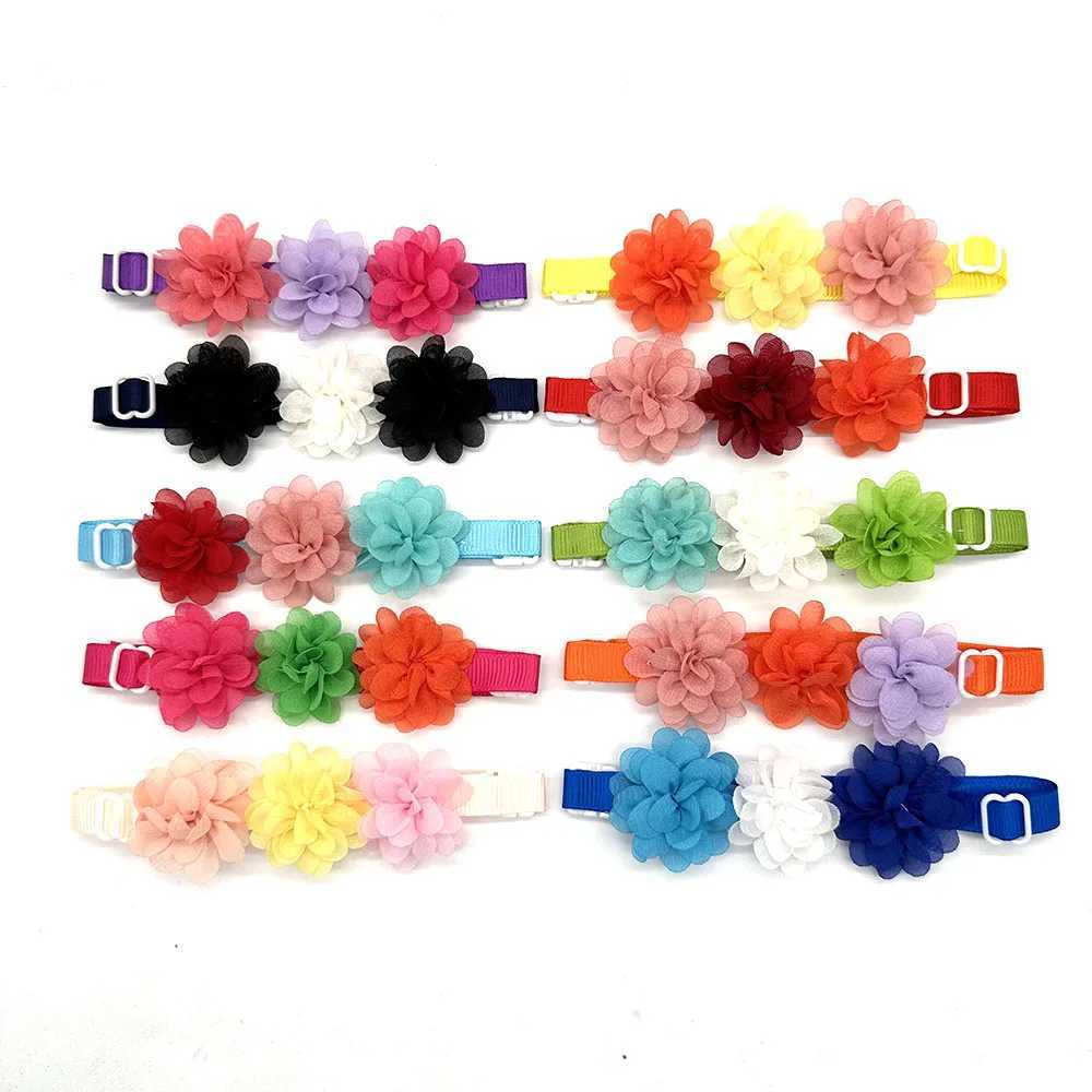 50/100pcs Colorful Pet Dog Bow Ties Collars Flowers Neckties Collar Puppy Cat Dog Grooming Products Pets Accessories W250219