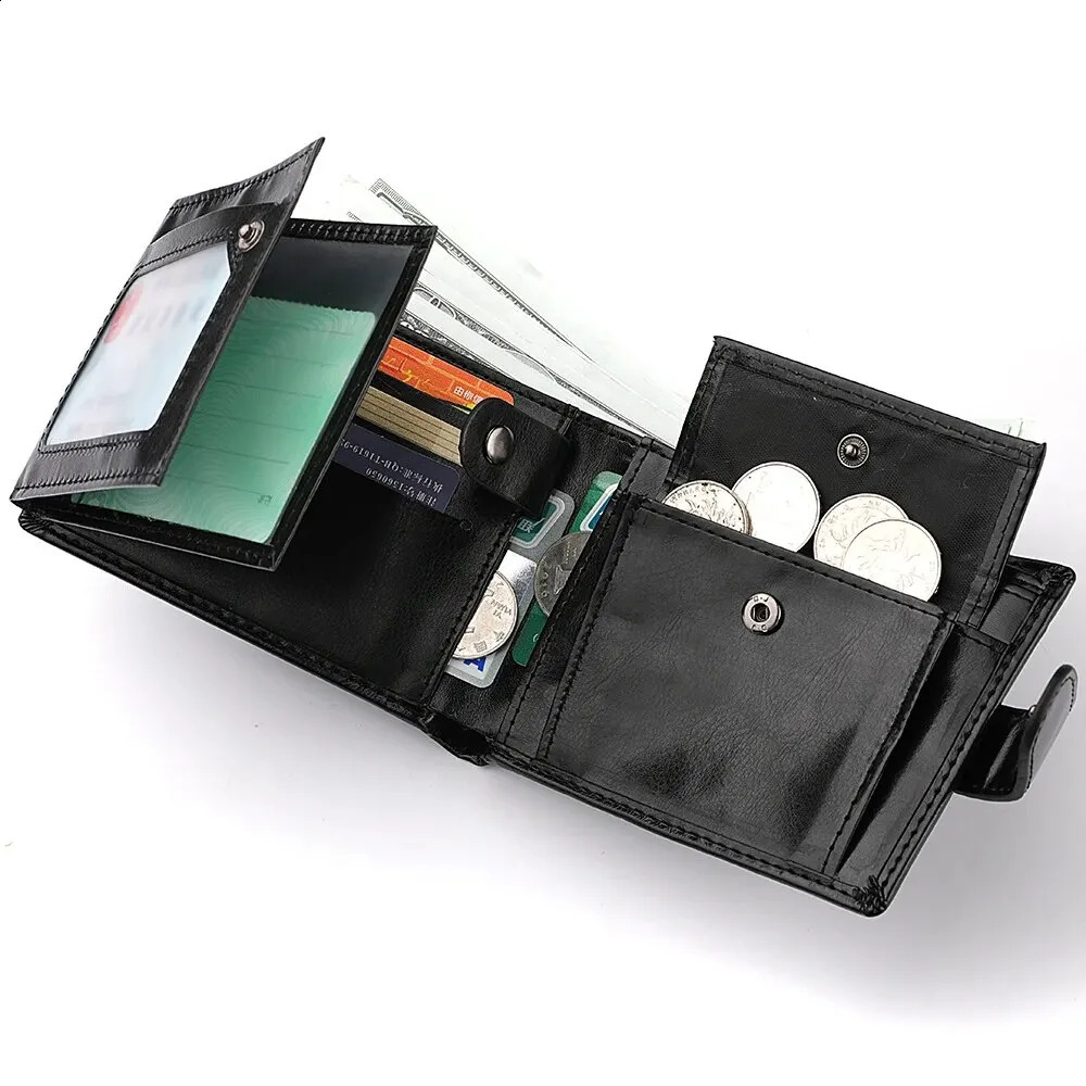 Mens Wallet Large Capacity MultiFunction Short Multislot Zipper Coin ID Credit Card Holder 250218