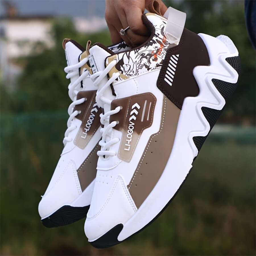 fashionable high top running cartoon pattern, casual style, comfortable non slip lace up sports shoes, PU upper, fabric ing, rubber sole, run ning,