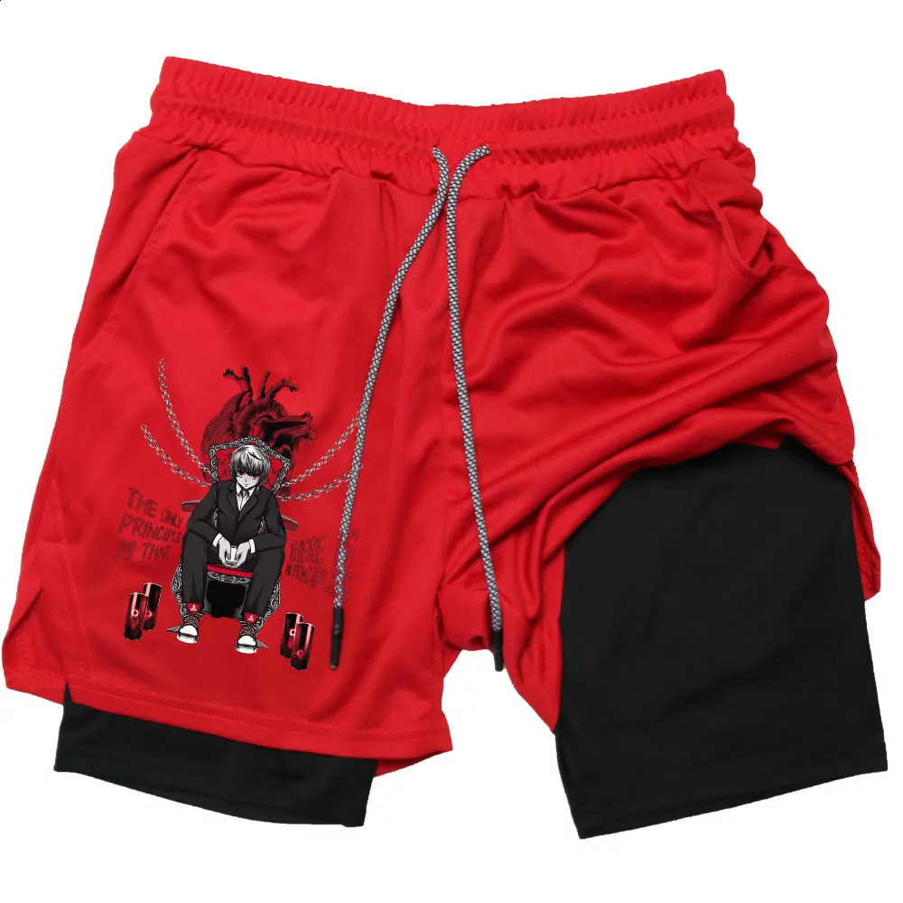 Anime Performance Shorts Kurapika Printed GYM Casual Sports Compression Workout Running Mesh 2 In 1 Sport Short Pants 250218
