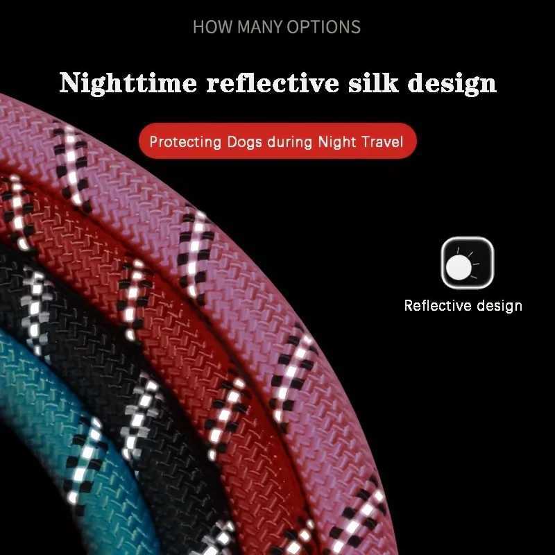 Reflective Dog Leash With Comfortable Padded Handle - Double Heavy Duty Traction Rope For Strong Dogs - Enhance Safety And ContrXJ250218