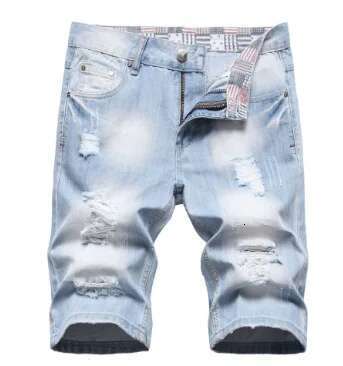 2025 New Summer Shorts For Men Designer Denim Pants Elastic Deep Blue Fashionable And Personalized Design Men's Slimming Straight Leg Men's 