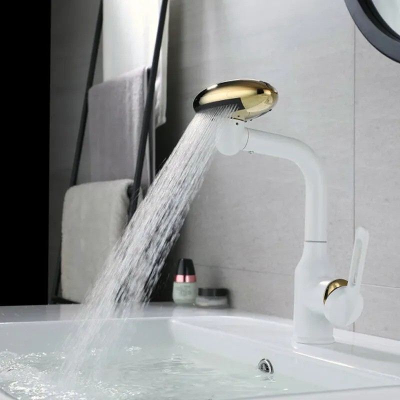 Bathroom Sink Faucets Multi Function Waterfall Basin Faucet 4-mode Flow Type Spray 360 ° Rotation Single Cooling