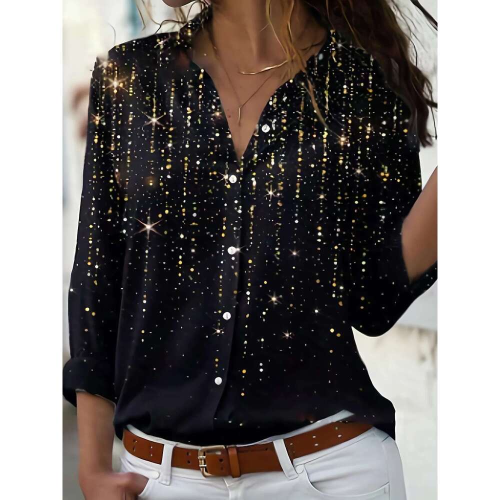 2024 Europe And The United States Autumn New Printed Long-Sleeve Button Cardigan Shirt For Women