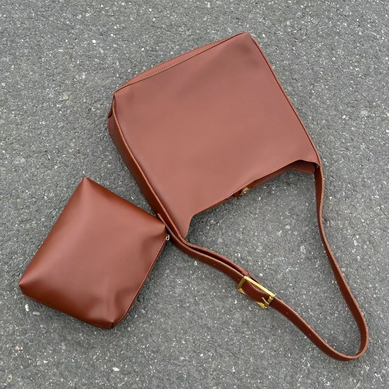 2025 New Fashionable Versatile Bucket Large Capacity Simple Leisure Mother and Child Set Soft Collapse Single Shoulder Crossbody Bag #swissmilitary