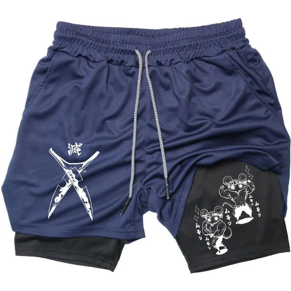 Mens compression shorts anime demon killer printed beach shorts gym fitness running quick drying shorts summer printed sportswear W250219