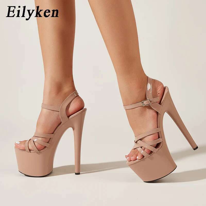 Summer Sexy Narrow Band Women Sandals Extreme High Heels Fashion Peep Toe Party Platform Pumps Stripper Shoes