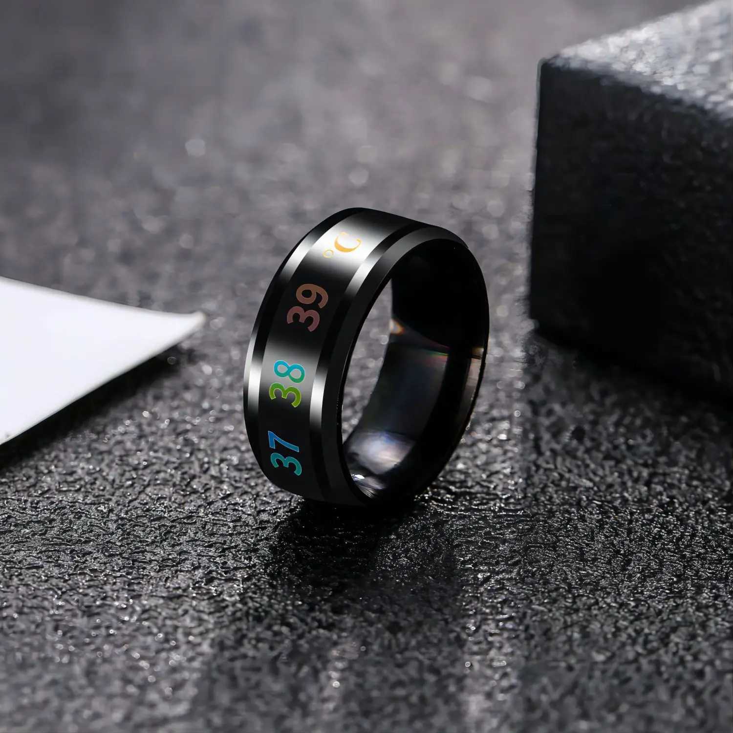 Temperature Ring Titanium Steel Mood Emotion Feeling Intelligent Temperature Sensitive Ring for Women Men Waterproof JewelryXJ250219