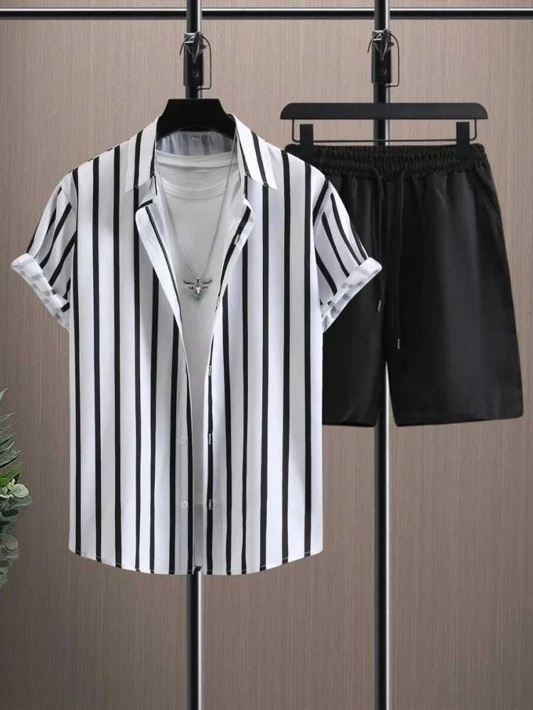 2025 New Mens Short Sleeve Shirt And Shorts Set Summer Daily Fashion Mens Short Sleeves Urban Street Mens Casual ShortsXJ250218