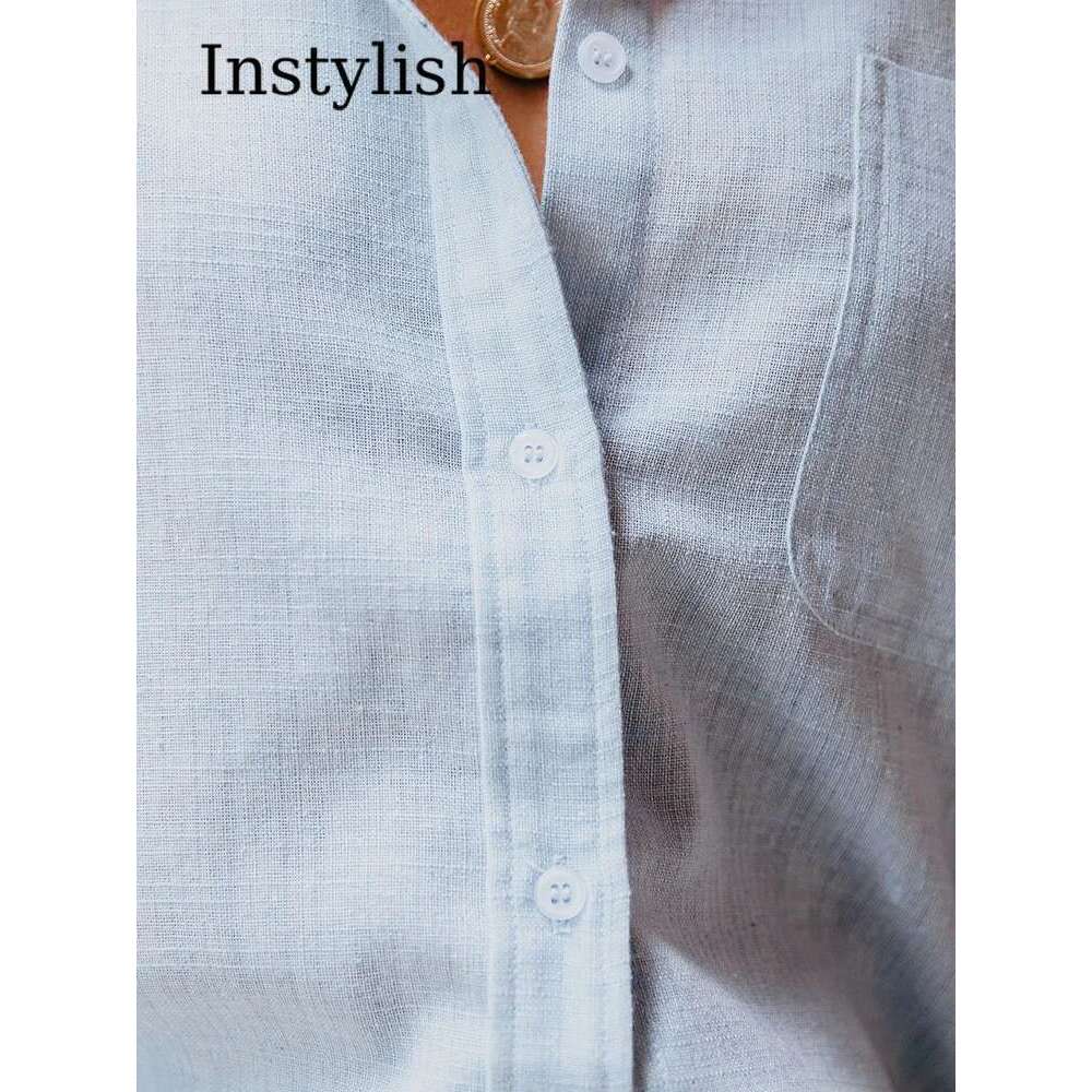 Women Casual Long Sleeve Cotton En Lapel Shirts Vintage Haruku Loose Blouse Office Lady Oversized Tops Elegant Solid Tunics
