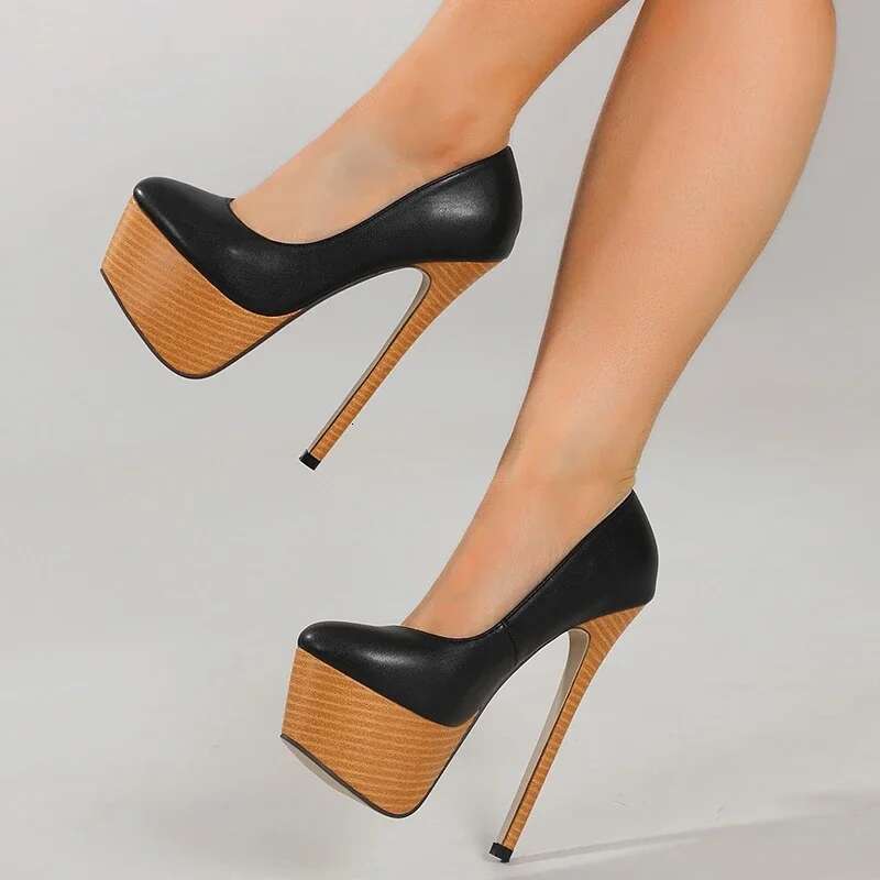 Sexy Chunky Platform Round Toe Women Pumps Fashion Shallow Extreme Stiletto High Heels Banquet Prom Ladies Shoes