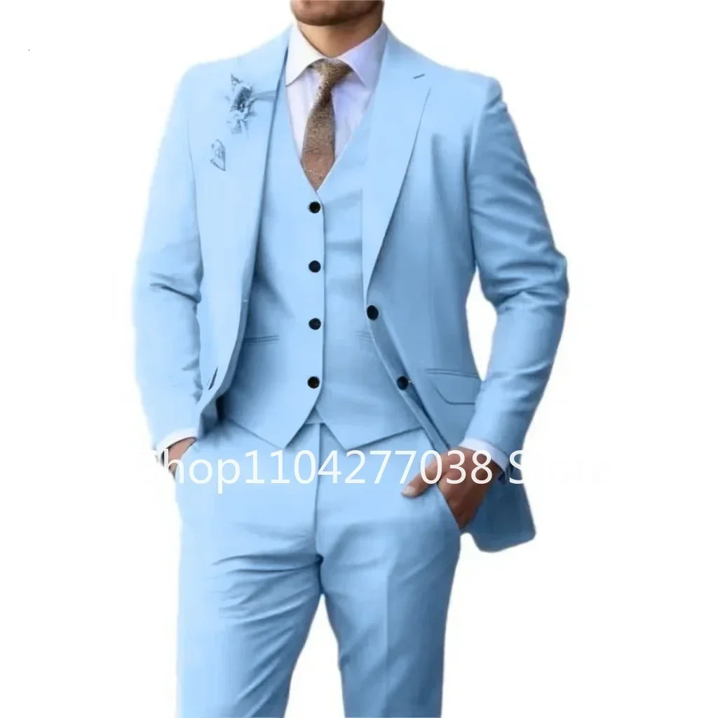 Formal Suit for Men 3piece Blazer Vest and Pant Notched Lapel Fashion Tuxedo Suit for Men Wedding Dresses Business Evening Party 250213